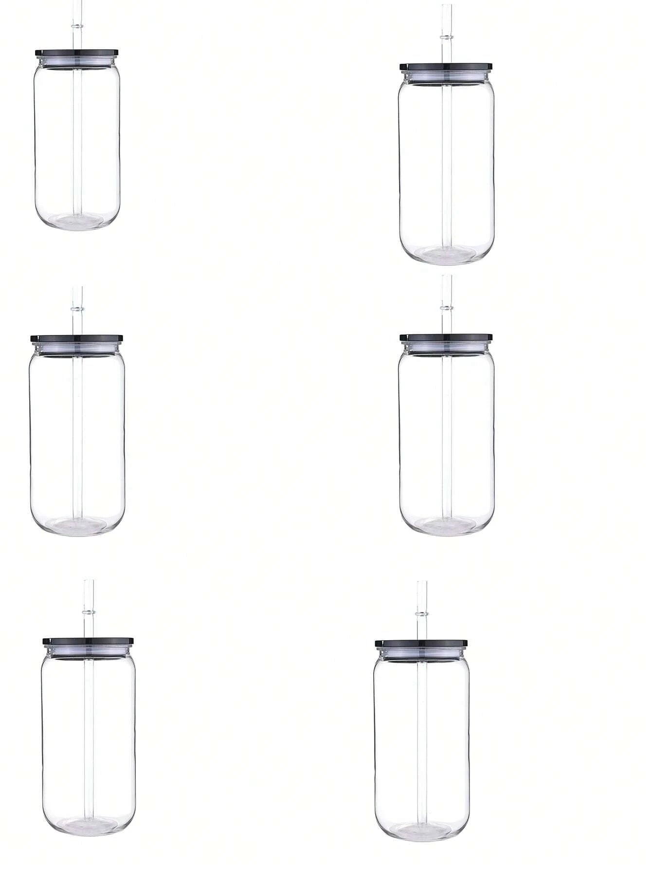 16Oz Plastic Cups with Lids and Straws, Replacement Lids for Can Shaped Iced Coffee Cups, Cute Tumbler Cup Drinking, Clear Plastic Cups with Lids | 16 Oz Plastic Cups for Party, Coffee, Smoothies