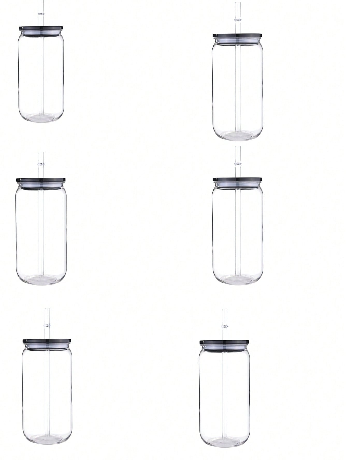 16Oz Plastic Cups with Lids and Straws, Replacement Lids for Can Shaped Iced Coffee Cups, Cute Tumbler Cup Drinking, Clear Plastic Cups with Lids | 16 Oz Plastic Cups for Party, Coffee, Smoothies