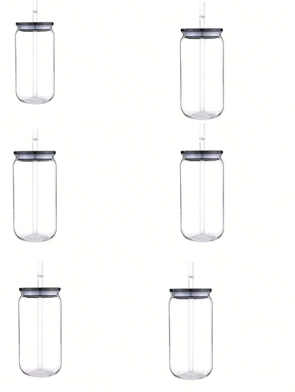16Oz Plastic Cups with Lids and Straws, Replacement Lids for Can Shaped Iced Coffee Cups, Cute Tumbler Cup Drinking, Clear Plastic Cups with Lids | 16 Oz Plastic Cups for Party, Coffee, Smoothies