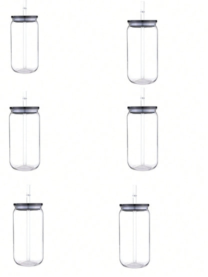 16Oz Plastic Cups with Lids and Straws, Replacement Lids for Can Shaped Iced Coffee Cups, Cute Tumbler Cup Drinking, Clear Plastic Cups with Lids | 16 Oz Plastic Cups for Party, Coffee, Smoothies